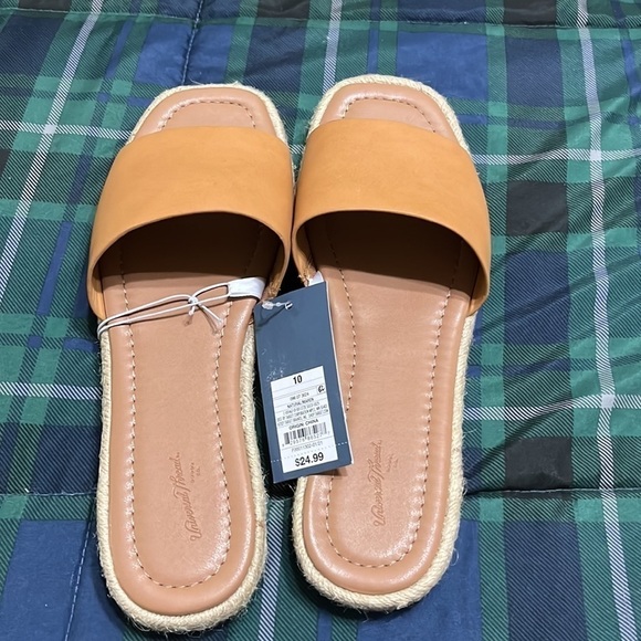 NWT Universal Thread Maren Square Toe Espadrille Slide Sandals Natural Sz 10 - Picture 3 of 4